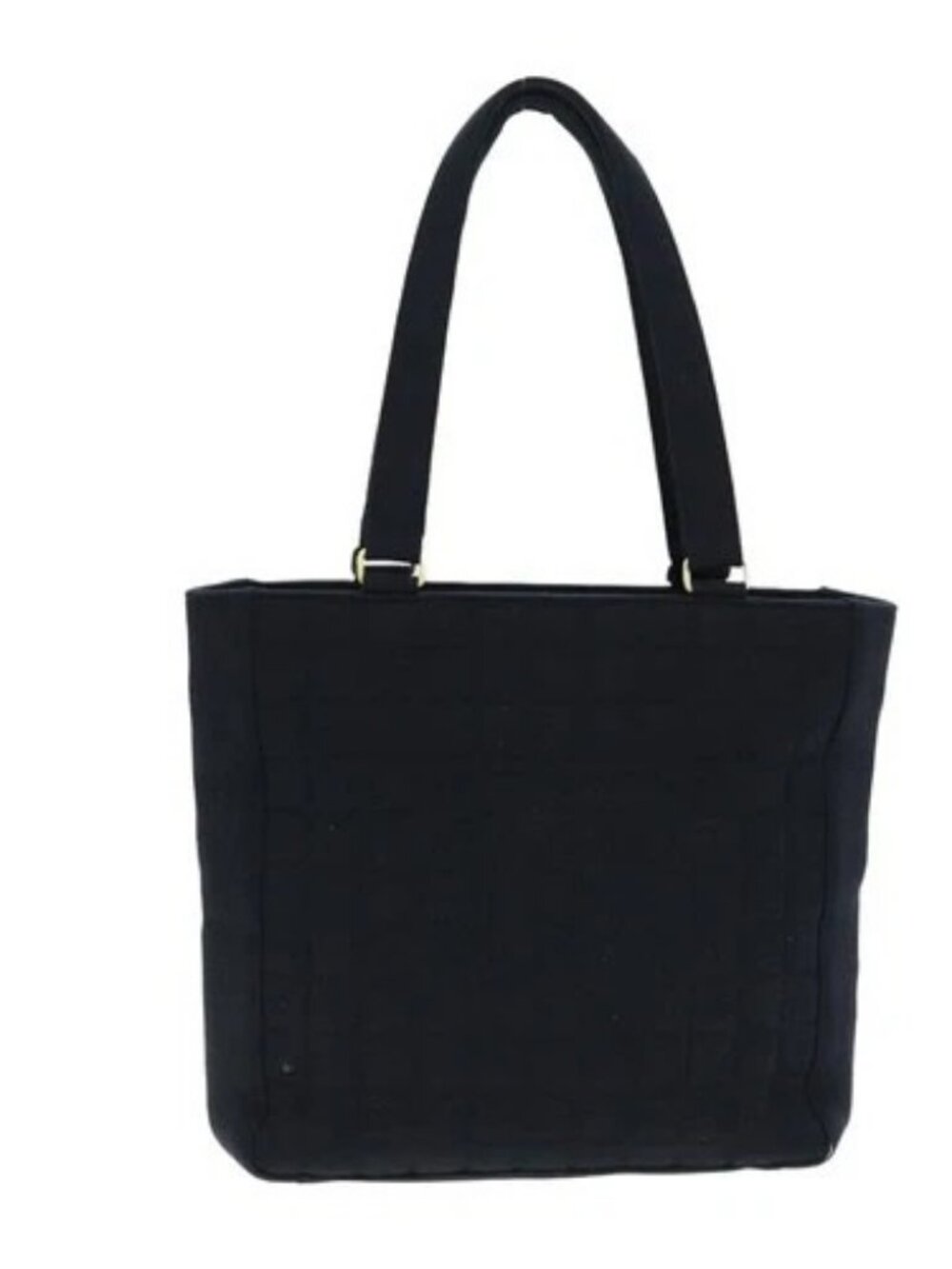 CHANEL Choco Bar Tote Bag Cotton Black CC Auth bs15847